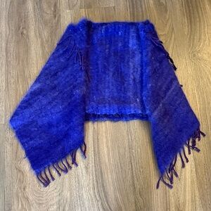 Vintage Vibrant purple, angora Fringed poncho
